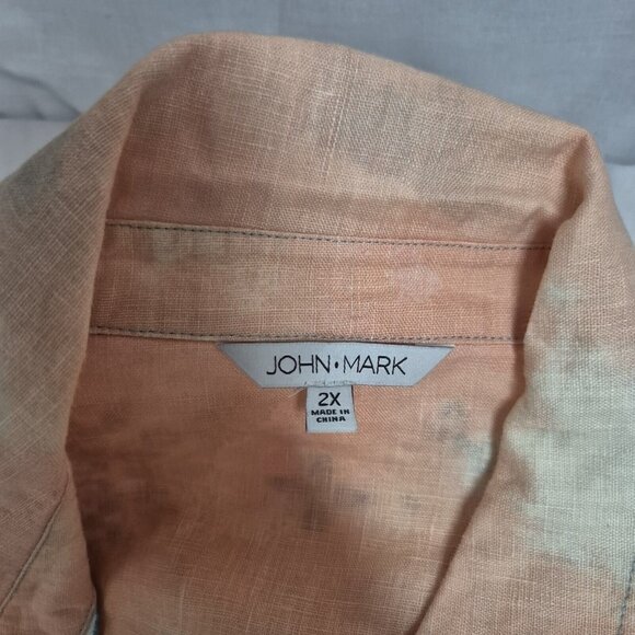 John Mark Women's Shirt Size 2X Top  Linen Tie Dye Embroidered Button Down 53,1 - Picture 11 of 11